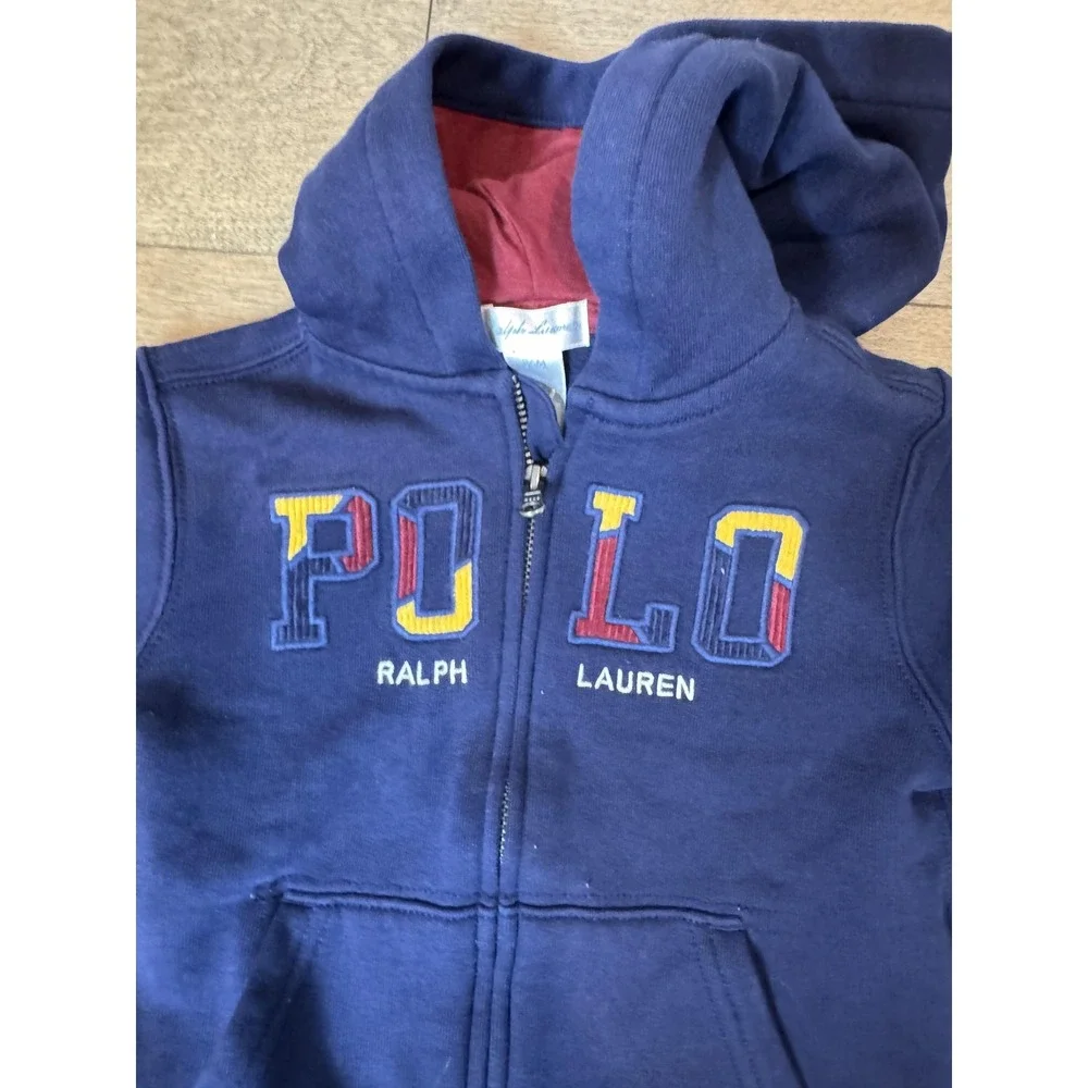 Polo Ralph‎ Lauren Hoodie Toddler 24M Navy Full Zip POLO Spell Out Sweatshirt